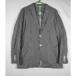 NWOT J. Peterman Blazer Men's 40 Black White Unstructured Cotton Gingham Sport